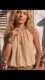 Women's Fashionable And Versatile Beaded Bubble Halter Neck Top