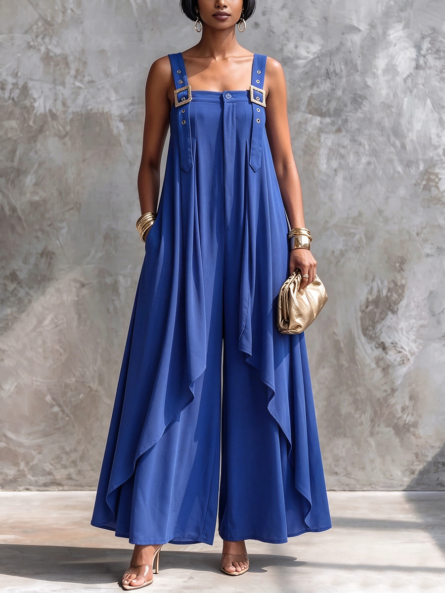 Stylish Artfully Tailored Loose-fitting Chiffon Jumpsuit