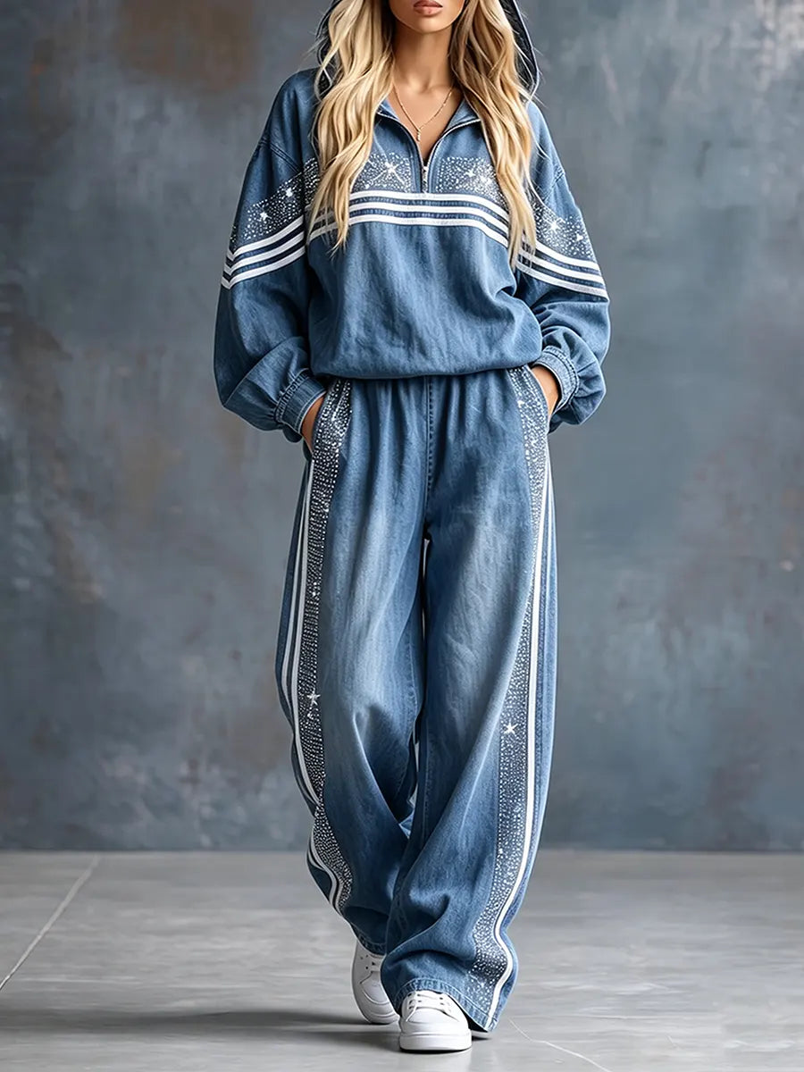 Cozy Shiny Hot Drill Denim-Style Hoodies