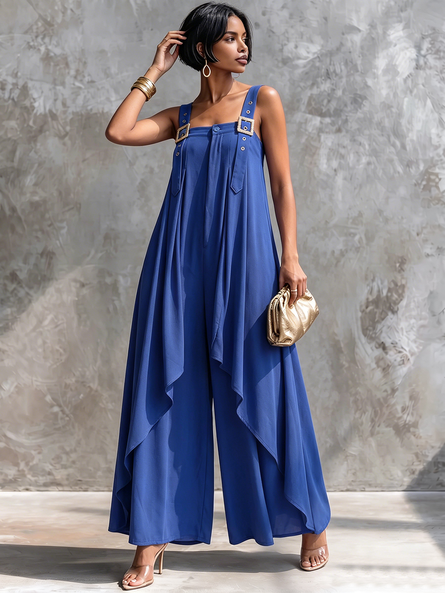 Stylish Artfully Tailored Loose-fitting Chiffon Jumpsuit