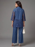 Elegant Lace-Spliced Tencel Denim Set