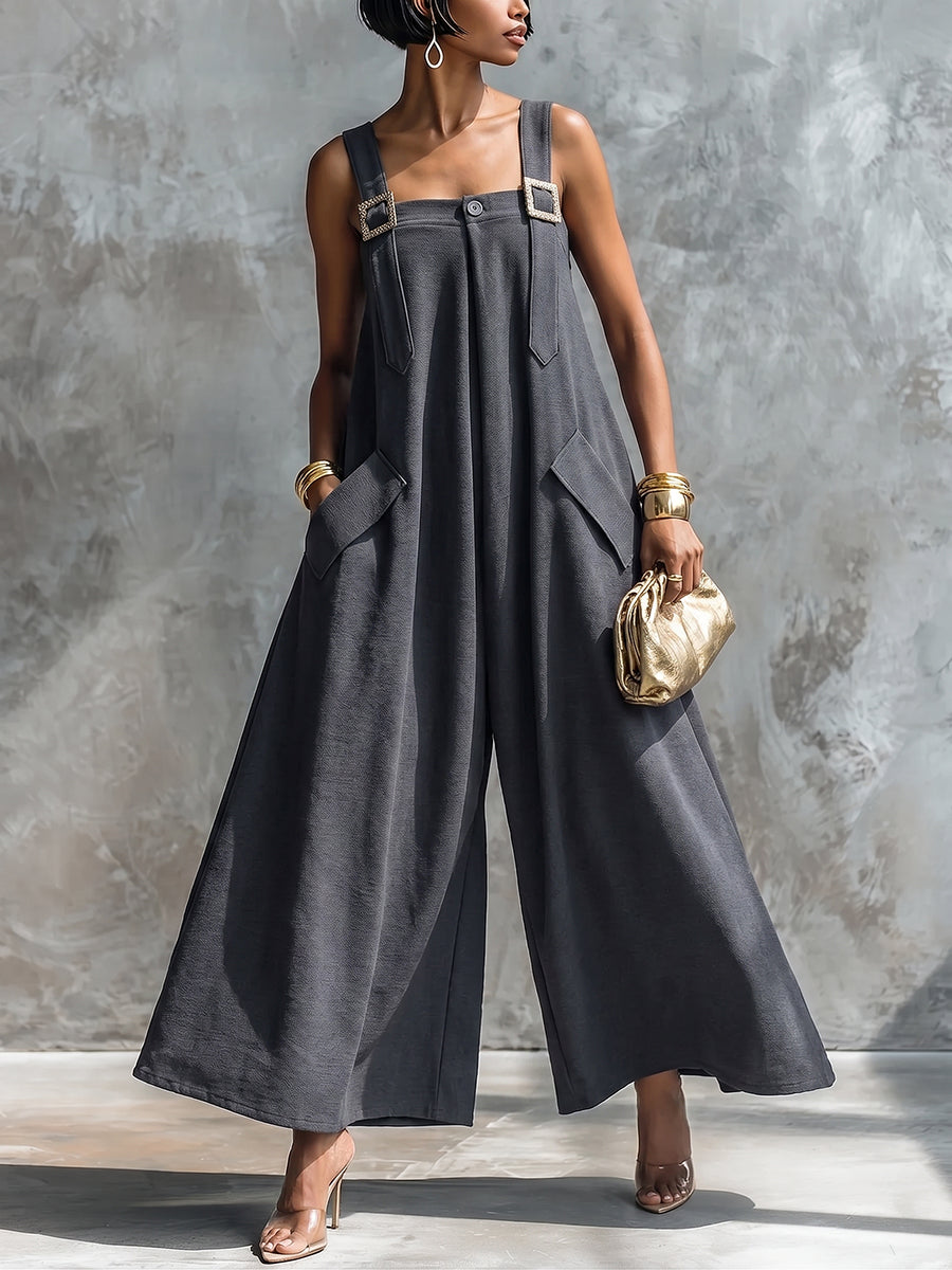 Stylish Artfully Tailored Loose-fitting Jumpsuit