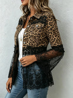 Women's Leopard Lace Denim Jacket