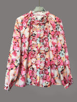 Retro Elegant Floral Pattern Loose Art Casual Long Sleeve Shirt
