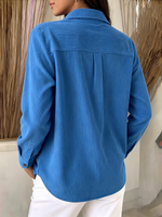 Elegant Corduroy Shirt With Floral-cutout Paneling
