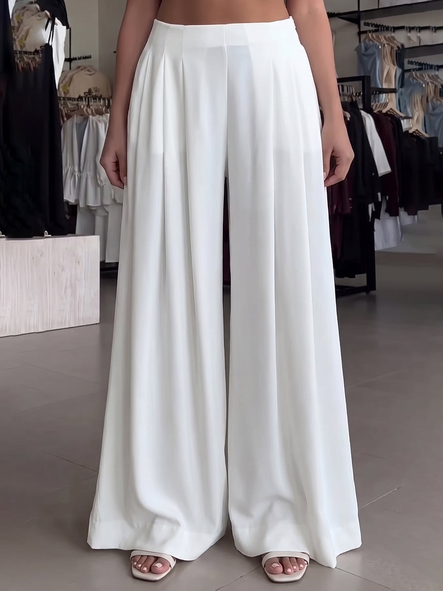 Flattering Flowy And Drapey Pleated Wide-leg Pants