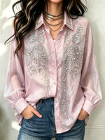Women's Pearl Embellished Sheer Blouse