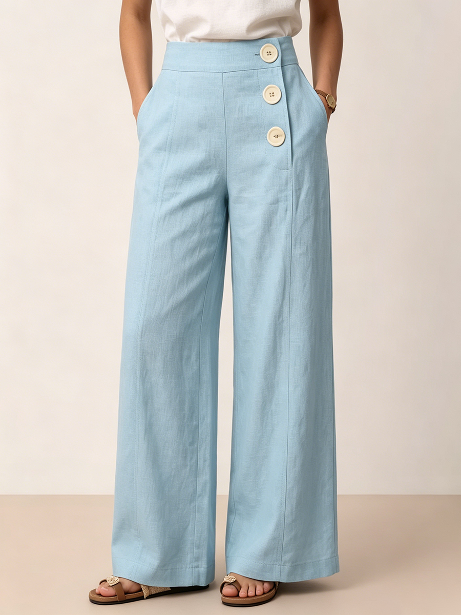 Cozy Breathable Cotton-linen Wide-leg Pants