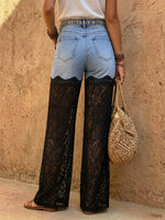 Women's Lace Patchwork Straight Jeans