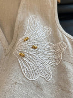 Casual Sleeveless Linen-cotton Embroidered Top