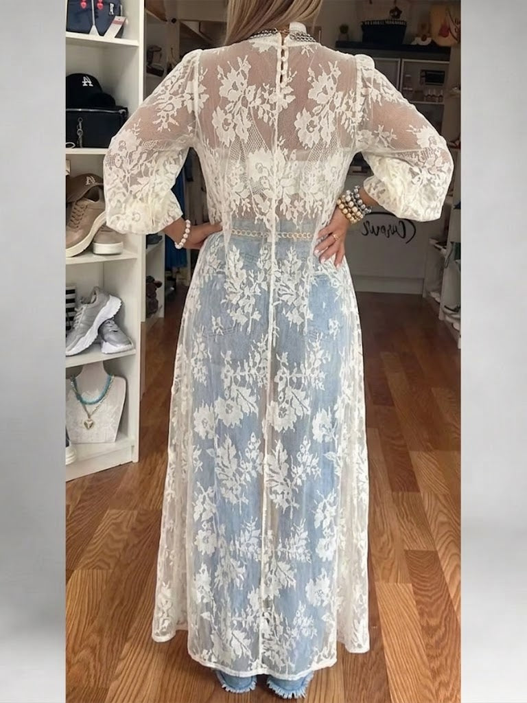 Stylish And Elegant High-low Lace Top