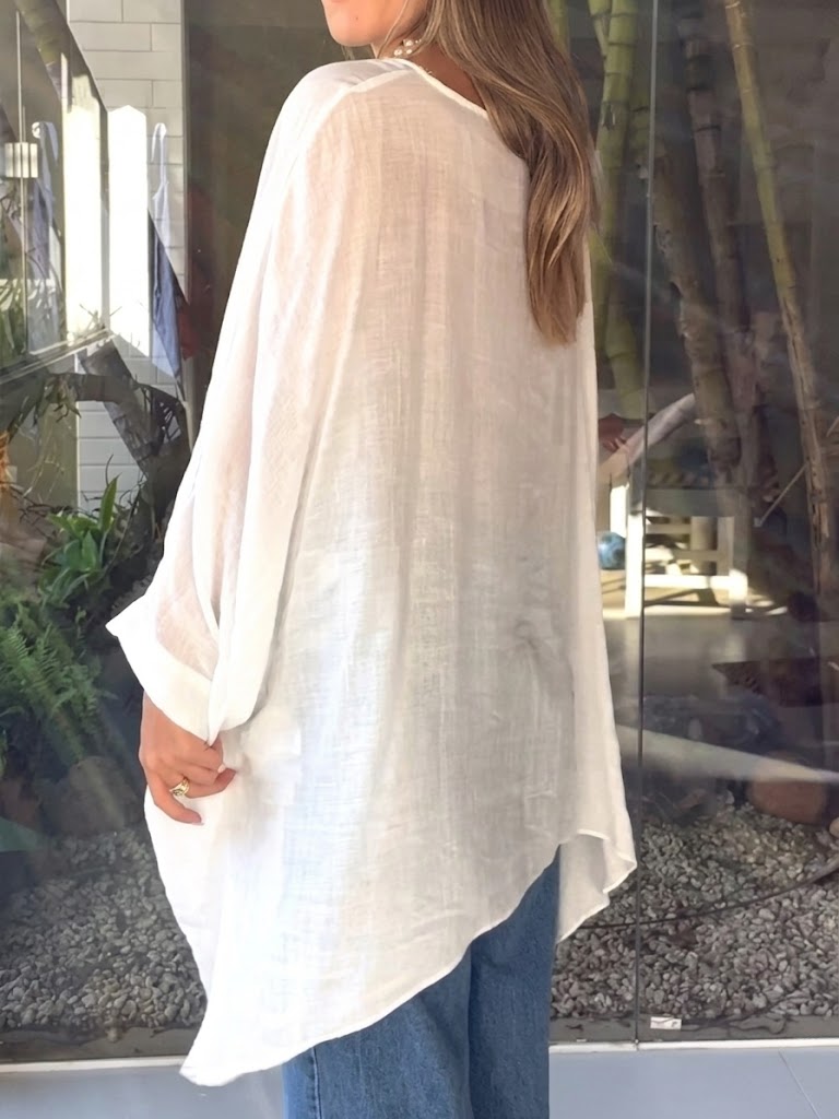 Loose, Minimalist Linen And Cotton Top