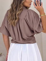 Women's Short-sleeved Collared Cropped Shirt