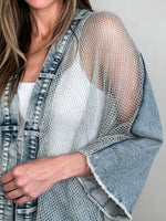Women's Sparkly Mesh Denim Kimono