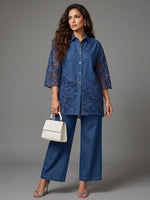 Elegant Lace-Spliced Tencel Denim Set