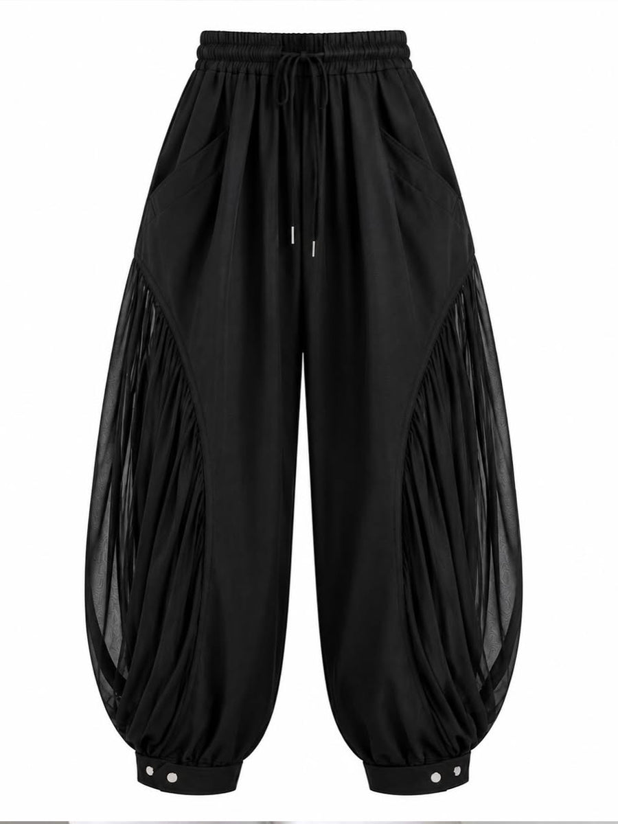 Casual Linen And Cotton Spliced chiffon Lantern Pants