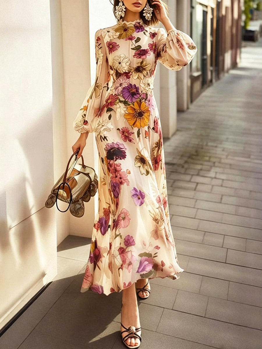 Women's Floral Pattern Art Casual Elegant Loose Long Dress