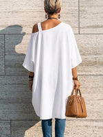 Asymmetrical Off-shoulder Top With A Single Spaghetti Strap, Irregular Hem, And Loose Fit