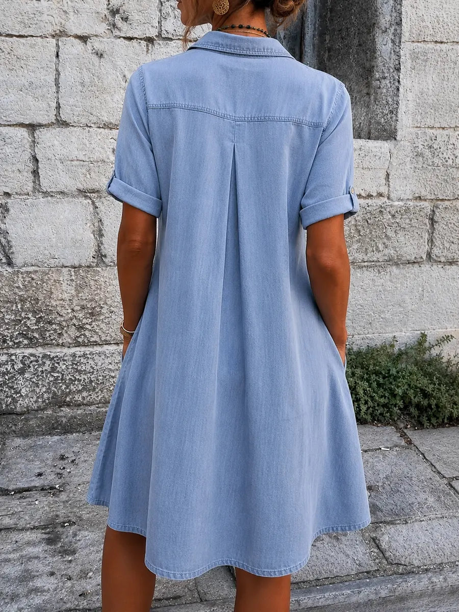 Women's Five-sleeve Loose Denim Dress