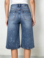 Women's Sparkly Denim Wide-Leg Shorts