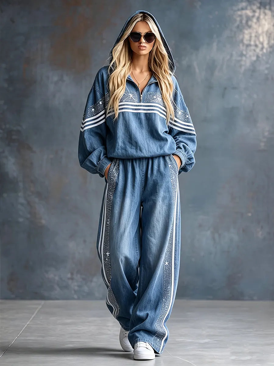Cozy Shiny Hot Drill Denim-Style Hoodies