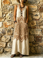 Women's Floral Casual Stylish Dress And Cardigan Cotton And Linen Two-piece Set