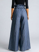 Stylish Casual Wide-leg Jeans With Ruffled Waistband