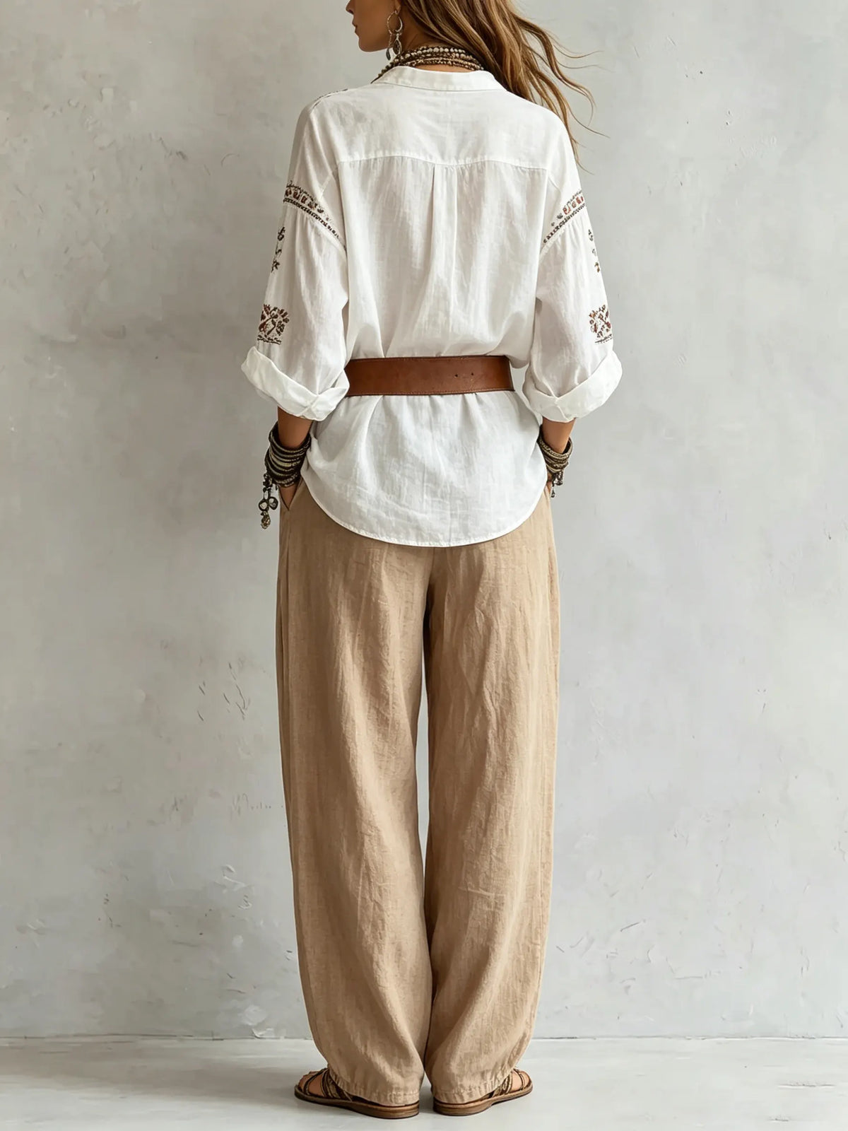 Women's Button-Down Boho Blouse