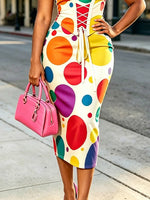 Women's Polka Dot Pattern Print Chic Art Casual Stylish Midi Dress