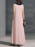 Women's Ruffled V-neck Sleeveless Casual Loose Chiffon Dress
