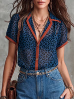 Vibrant Sheer Leopard Resort Blouse